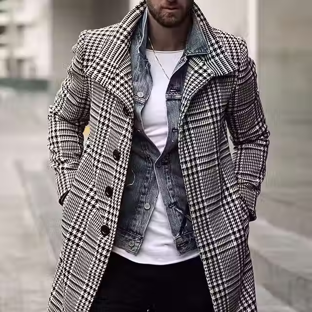 L’Aube Héritage – Herringbone Mid-length Woolen Coat