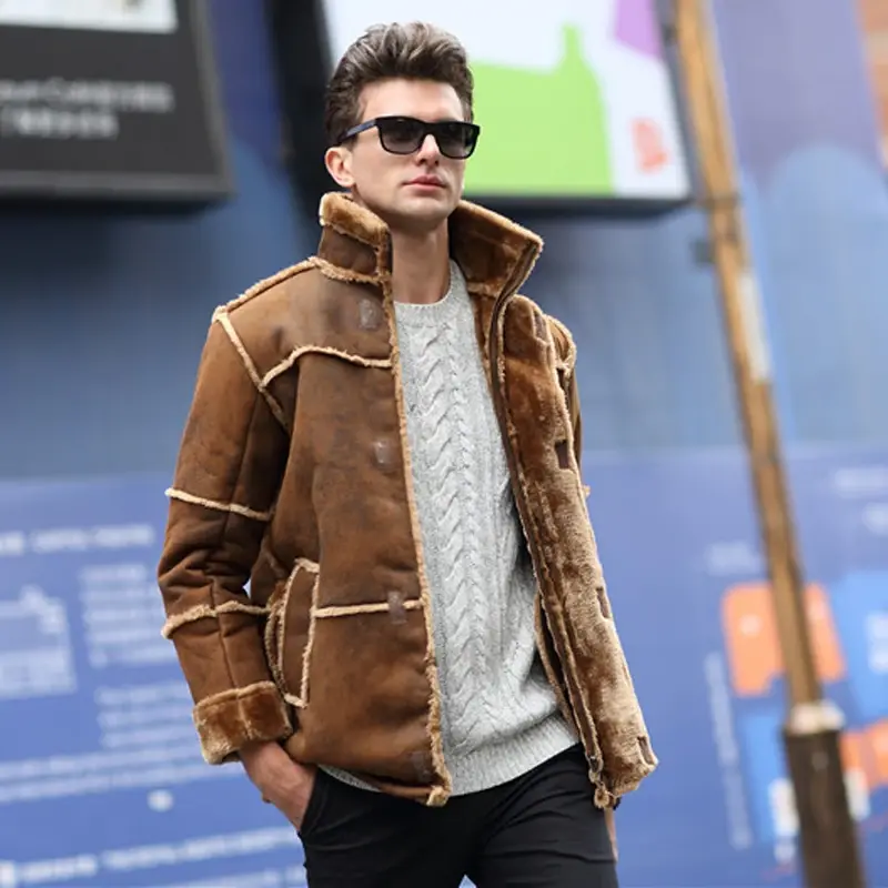 Thumbnail: The Bronze Vanguard – Mid-Length Leather Lapel Coat