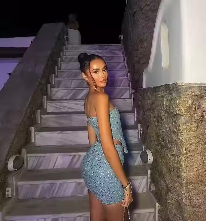 Thumbnail: Denim Sequin Two-Piece Mini Skirt Set