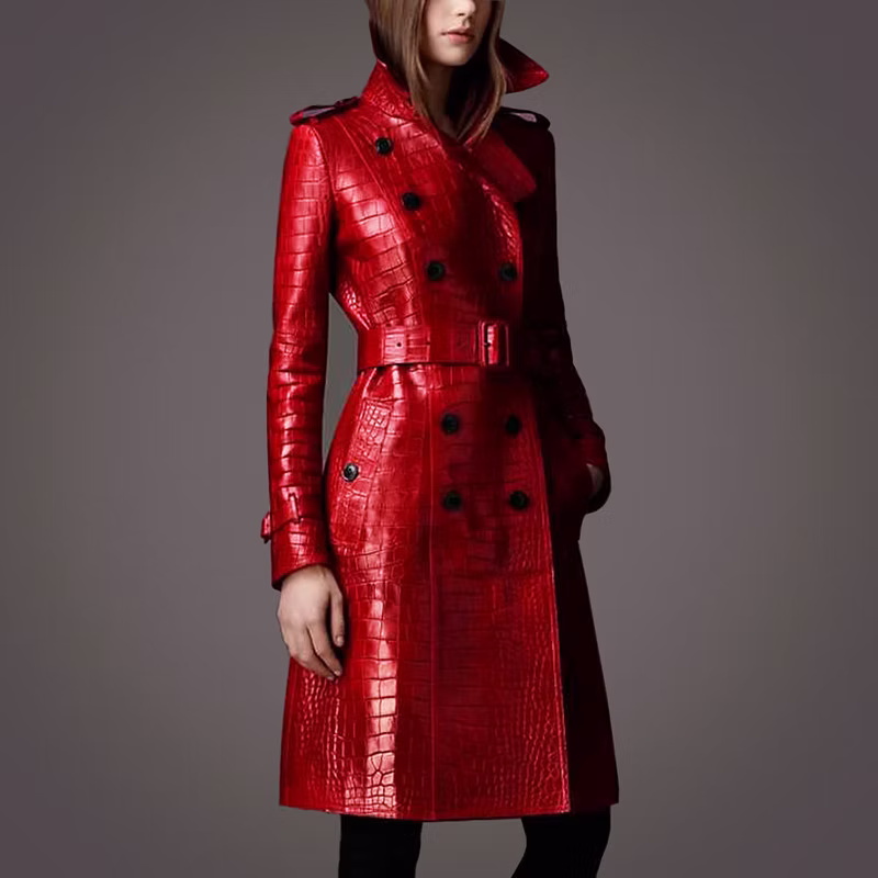 Crocodile Vegan Leather Raincoat