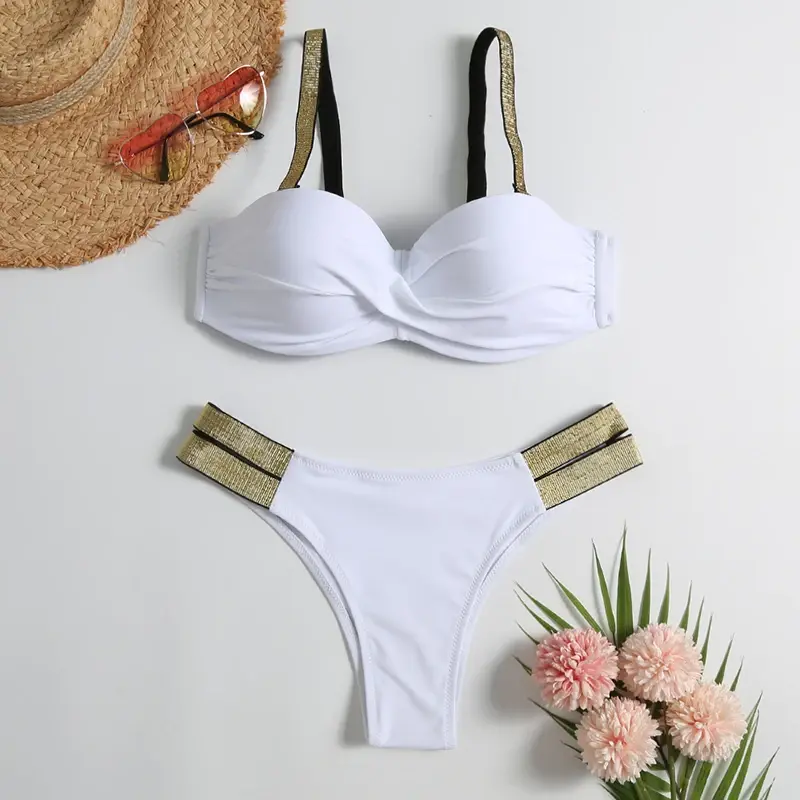 Thumbnail: The Auric Allure: Golden Straps Artisan Bikini Set