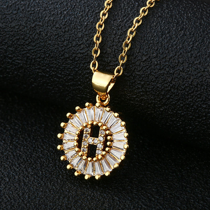 Thumbnail: Cubic Zircon Letter Pendant Necklace