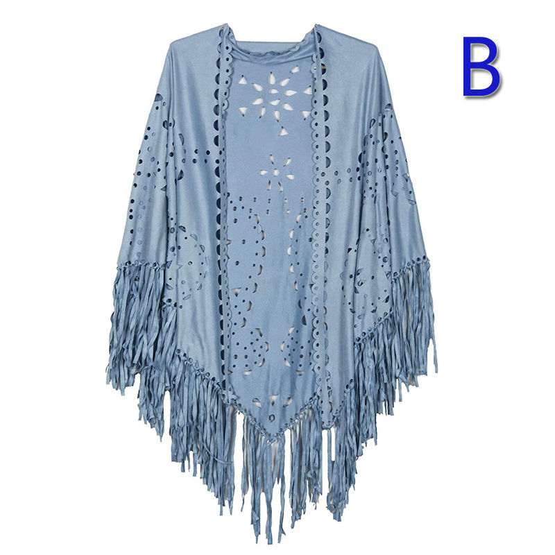 Thumbnail: Stretch Suede Fringed Shawl