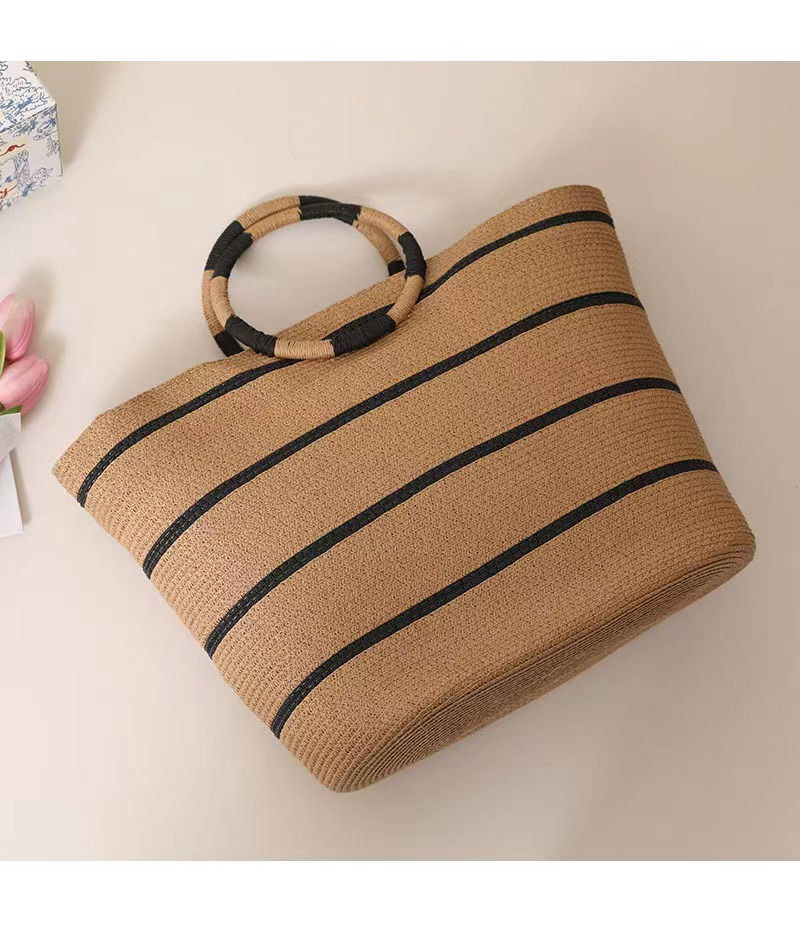 Thumbnail: Coastal-Breeze Round Straw Beach Tote