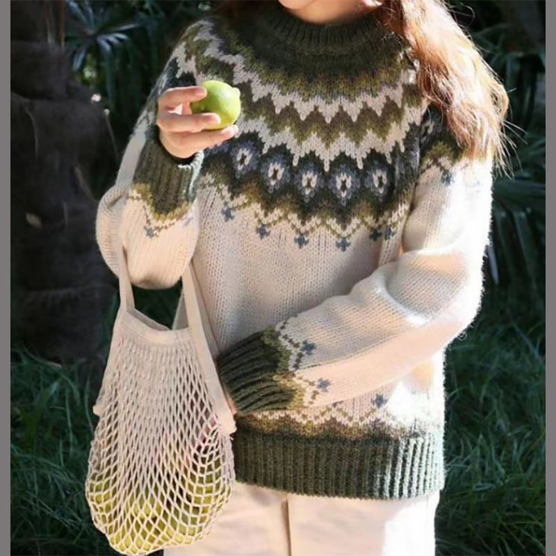 Thumbnail: Jacquard Vintage Print Pullover
