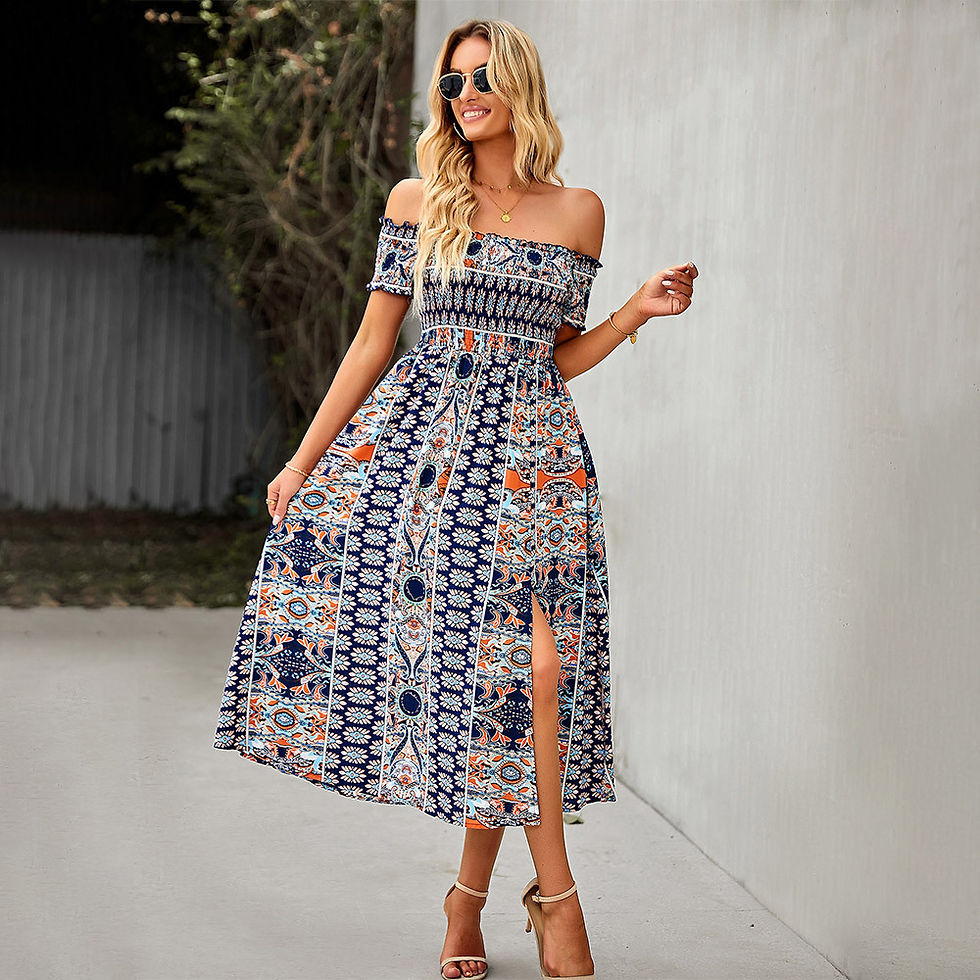 Thumbnail: L’Aube Bohémienne – Bohemian A-Line Floral Maxi Dress