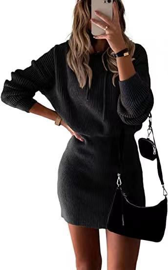 Thumbnail: Knitted Hooded Cotton Dress