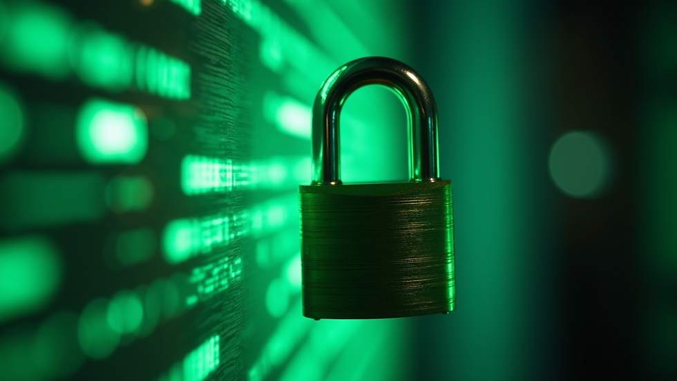 Close-up view of a green lock symbolizing online security