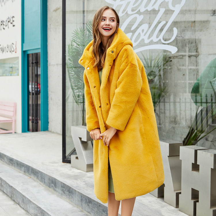 Thumbnail: Arctic Velvet Faux Rabbit Plush Coat