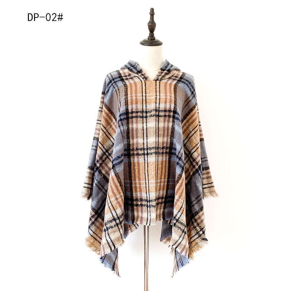 Thumbnail: Plaid Ribbon Cape Shawl