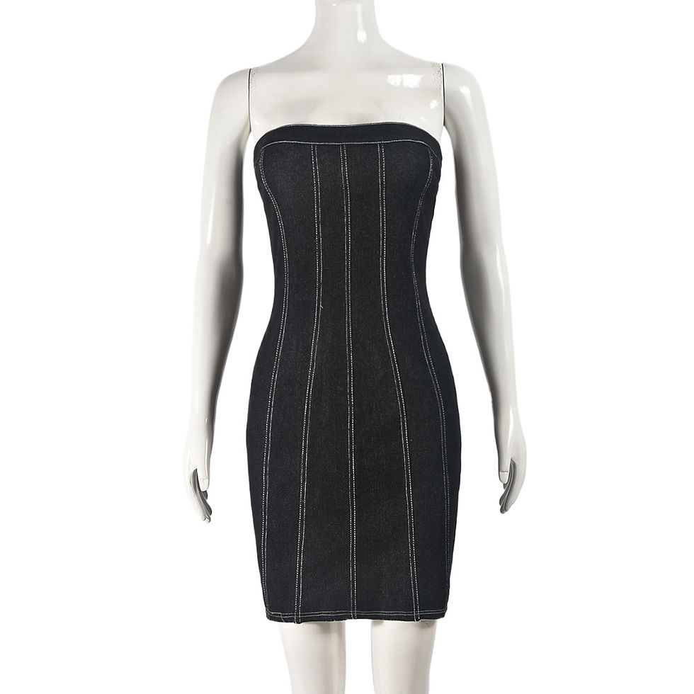 Thumbnail: Backless Tube Denim Dress