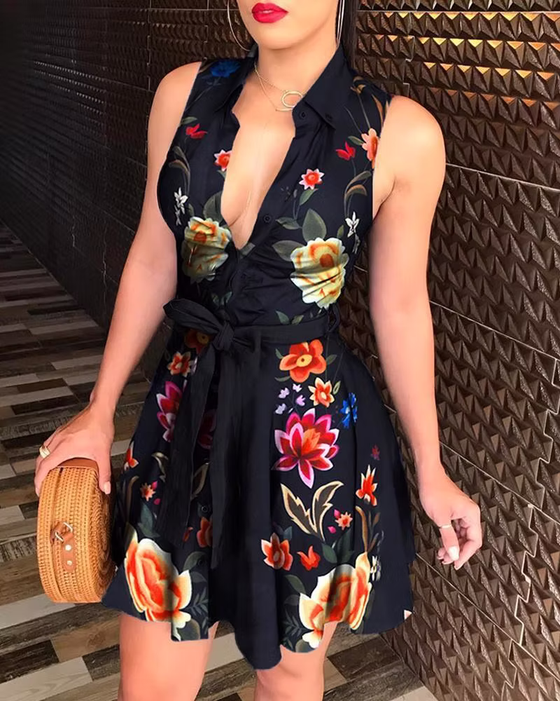 Fleur de Paris – Floral Elegance A-Line Mini Dress