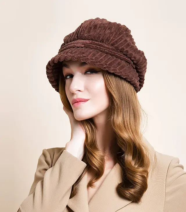 Octagonal French Corduroy Fedora Vintage Beret – A Timeless Blend of Style and Sophistication for Your Unique Fashion Statement