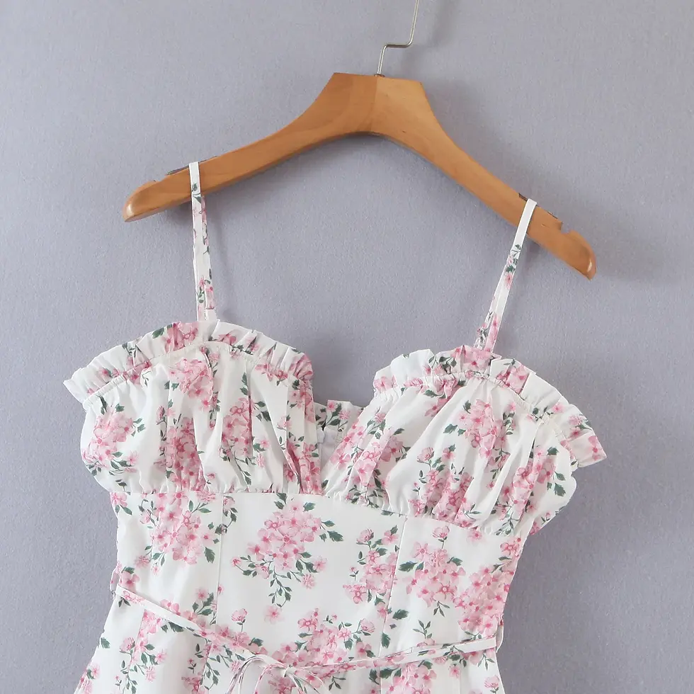 Thumbnail: Pink Floral Suspender Jumpsuit