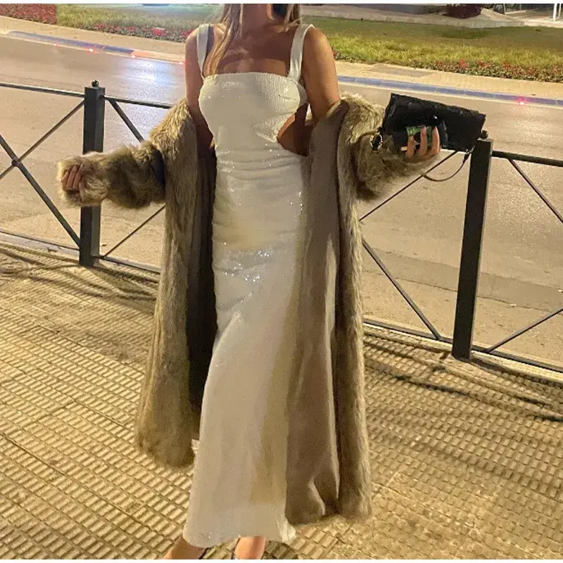 Thumbnail: Sequin Square Collar Backless Dress