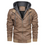 Thumbnail: Slim Fit Oblique Zipper Leather Hooded Jacket
