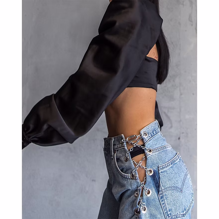 Chain Couture High Waist Jeans