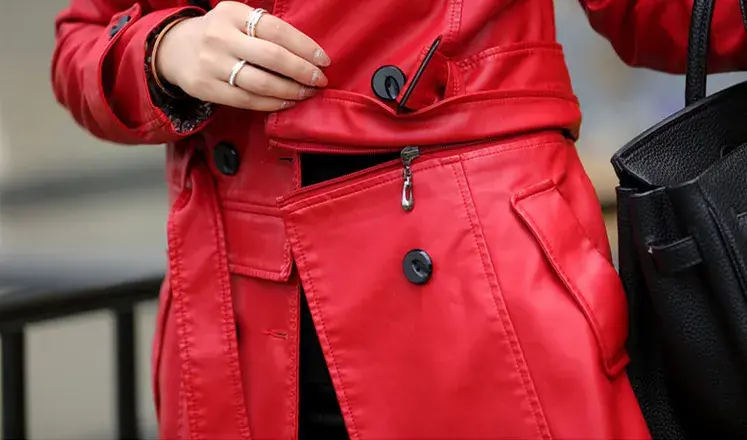 Thumbnail: 2-in-1 PU Leather Trench Coat