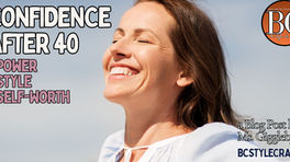 A confident woman in her 40s walking in natural daylight, relaxed posture, effortless neutral outfit, calm smile. Minimal lifestyle setting, soft shadows, warm tones. Editorial wellness photography style. Overlay text: “Confidence After 40.”