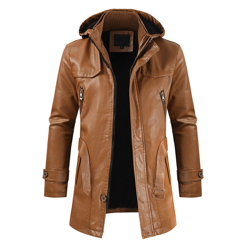 Thumbnail: Imperial Sovereign – Stand-Collar PU Leather Slim Executive Coat