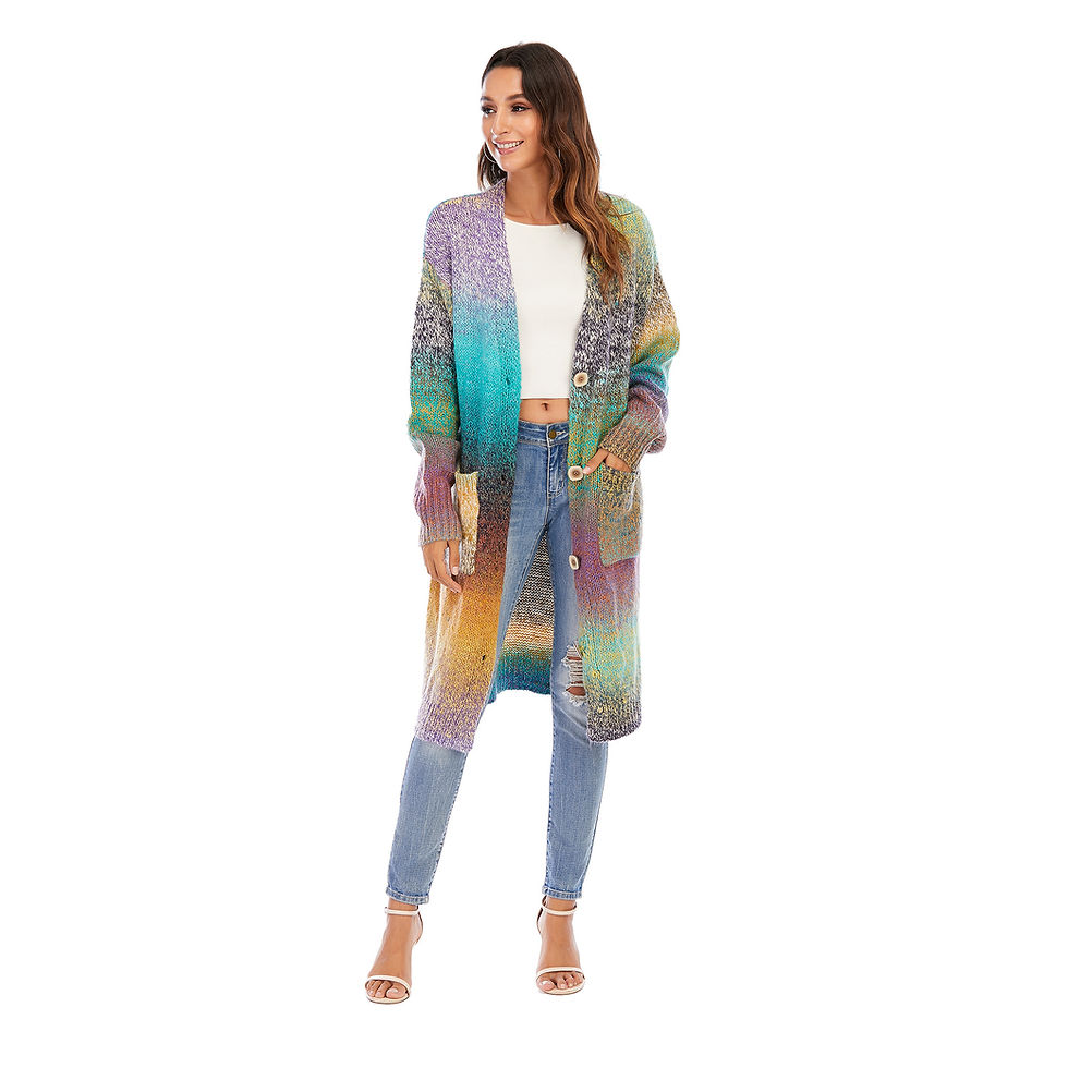 Thumbnail: Rainbow Wool Long Cardigan