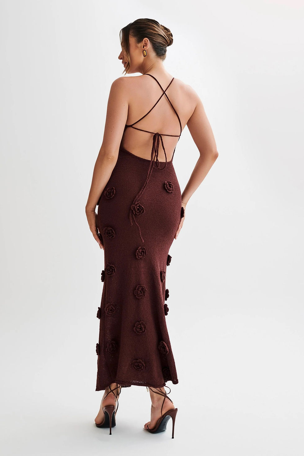 Thumbnail: Elegant Floral Knitted Backless Maxi Dress – The Boho Breeze Beach Maxi
