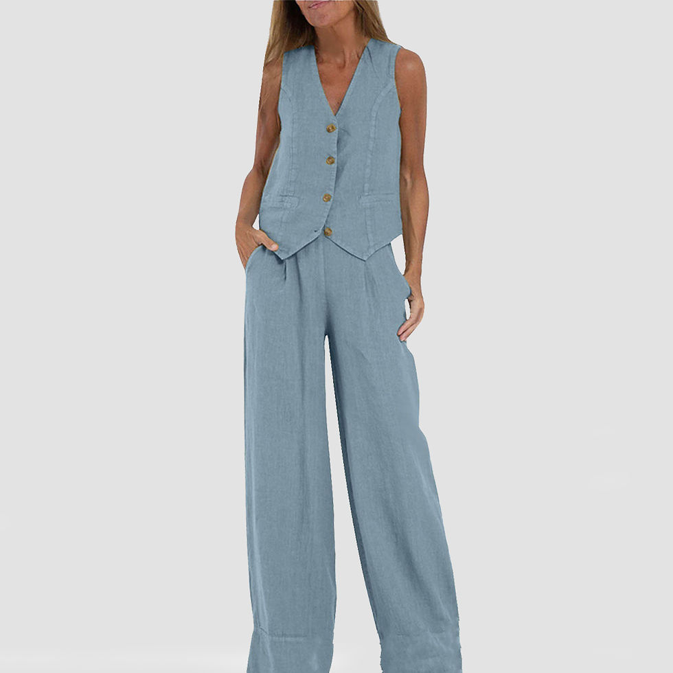 Thumbnail: Summer Cotton Linen Vest and Trousers Set