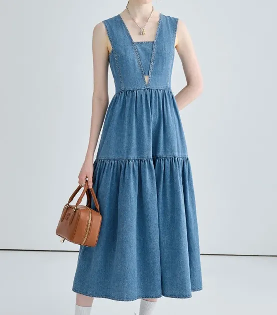 Denim Strap Dress – Embrace Casual Elegance with This Stylish Denim Ensemble, Perfect for Any Occasion