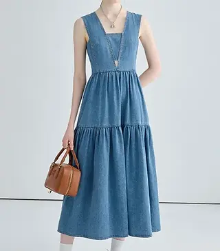 Denim Strap Dress – Embrace Casual Elegance with This Stylish Denim Ensemble, Perfect for Any Occasion