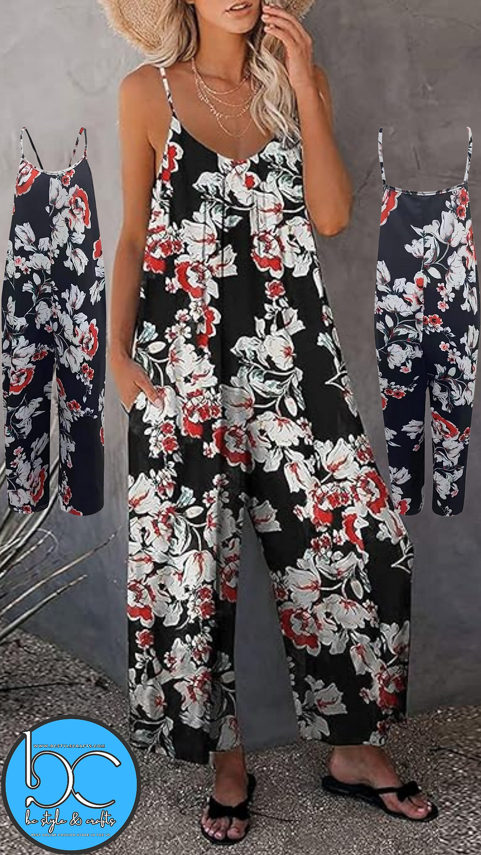 Thumbnail: Blossom Print V-Neck Jumpsuit