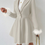Thumbnail: Privé Solid Color Wool Coat with Fringed Cuff and Single Button Closure