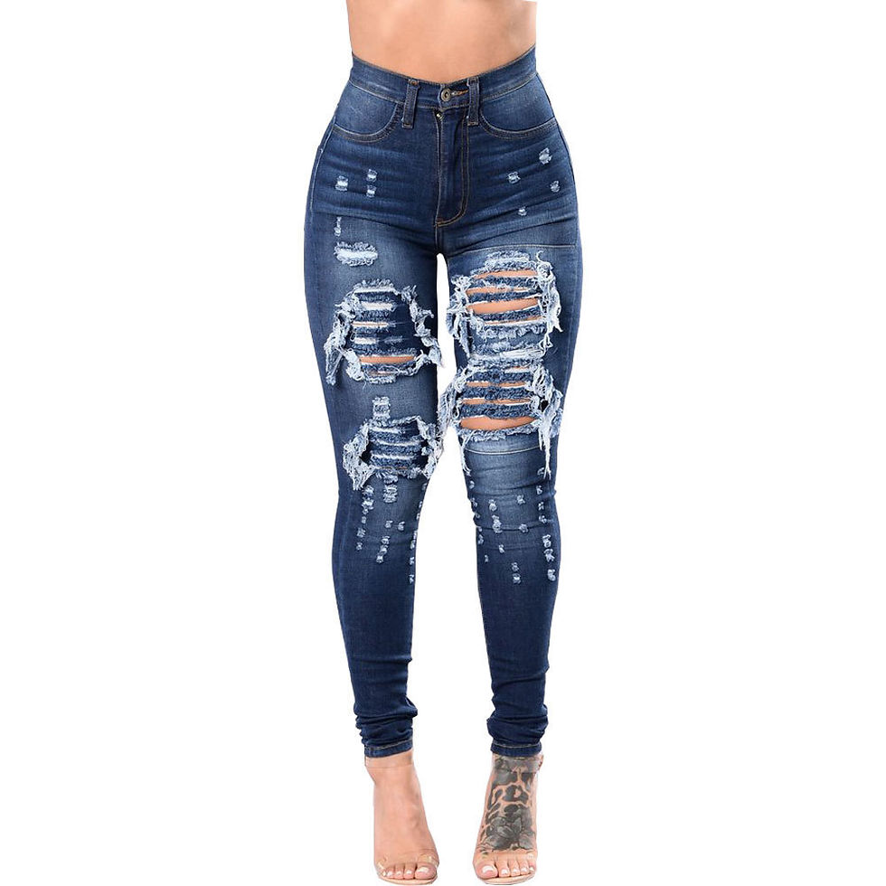 Thumbnail: Azure Precision – Artisan Cotton Denim Pencil Pants
