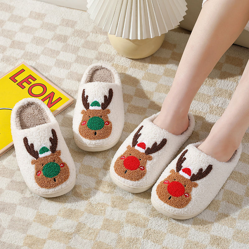 Thumbnail: The Festive Forest – Elk Christmas Winter Home Slippers