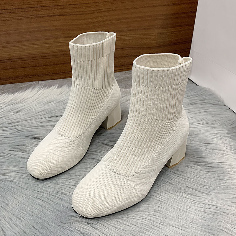 Thumbnail: The Flyknit Fusion – Round Toe Thick Heel Boots
