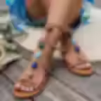 Bohemian Gemstone Inlaid Flat Sandals