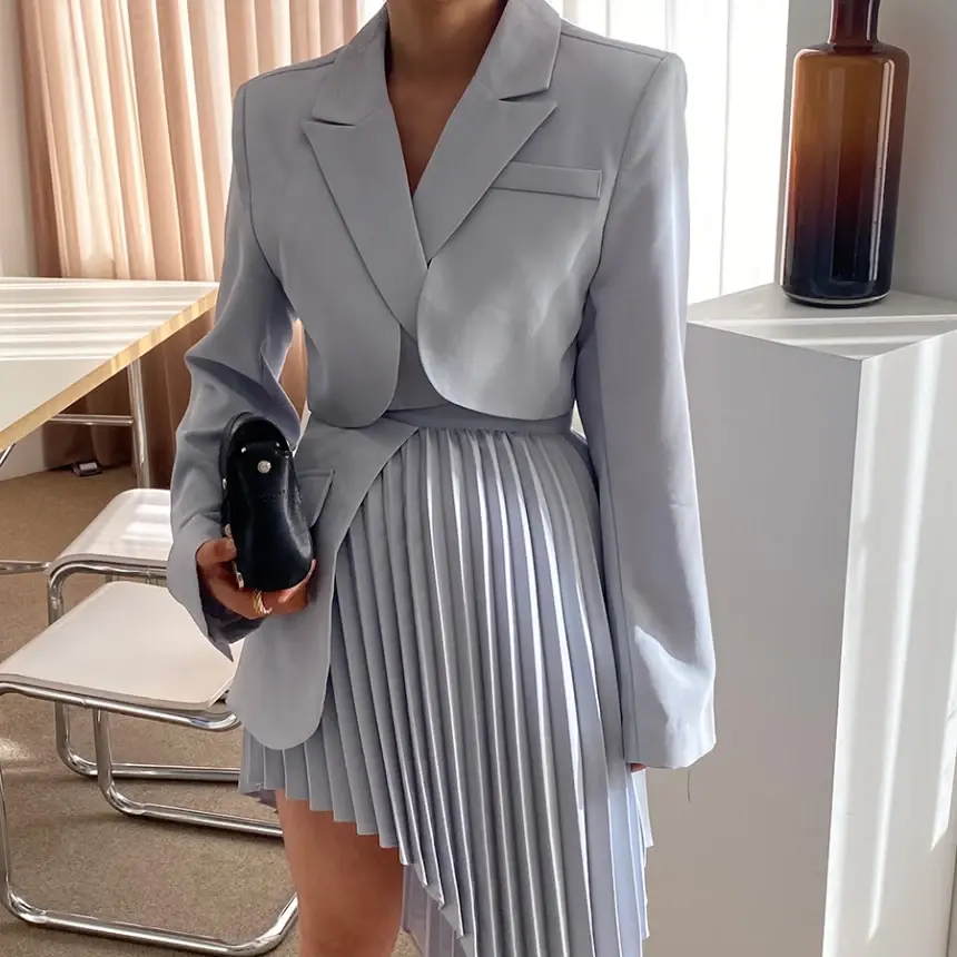 Thumbnail: AuraForm – Beveled Pleated Skirt Suit
