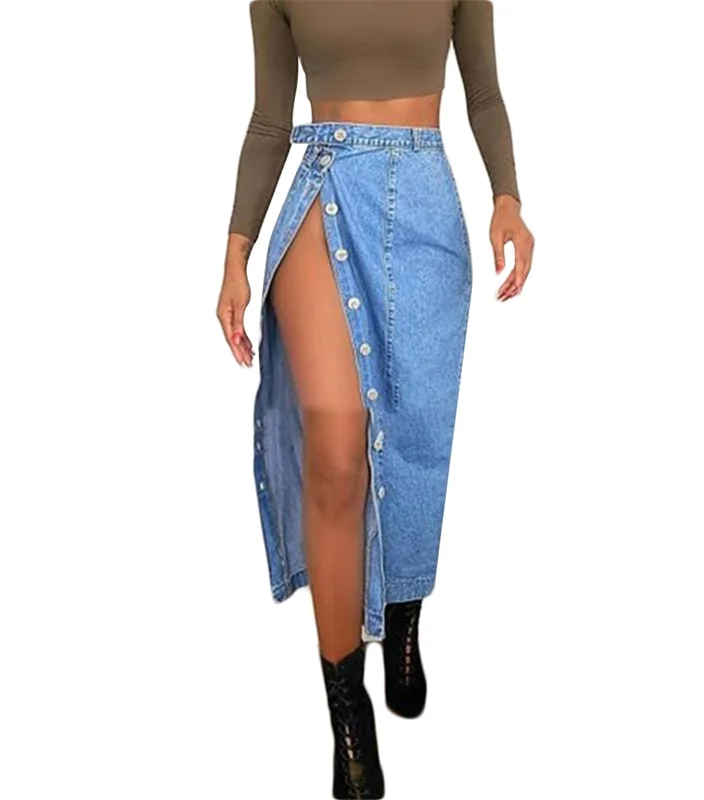 Elevate your style with BC Style & Crafts High Rise Button Down Slit Denim Skirt. Modern, chic, and effortlessly trendy. Shop now for a fashionable look!
