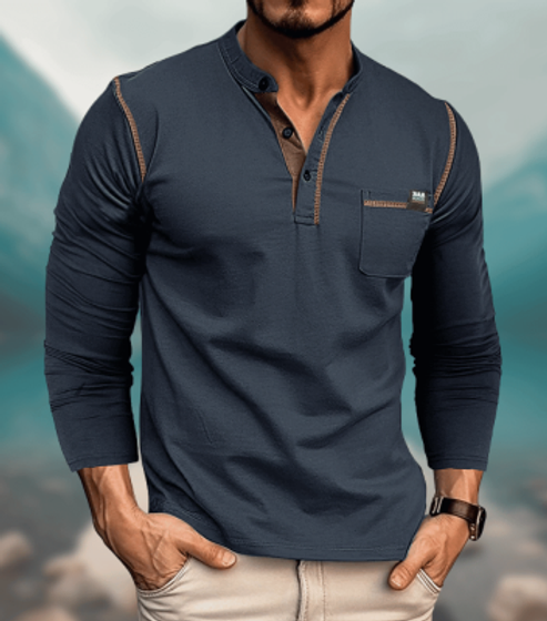 Soft Cotton Long-Sleeve Shirt for Men: Available in Matching Colors