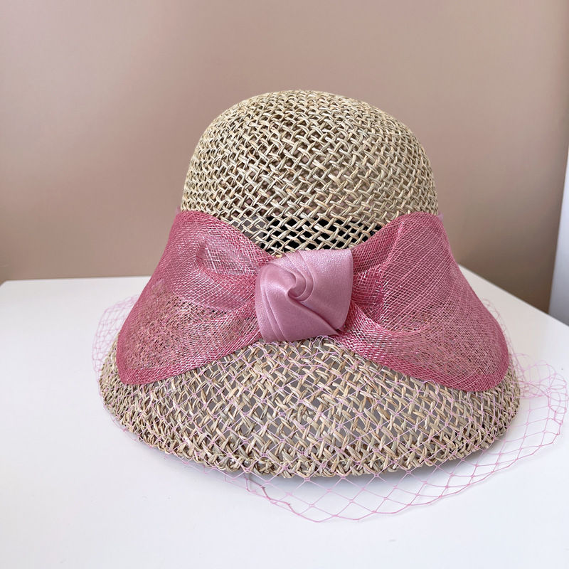 Thumbnail: AuraBloom – Cambric Handmade Big Bowknot Bucket Hat