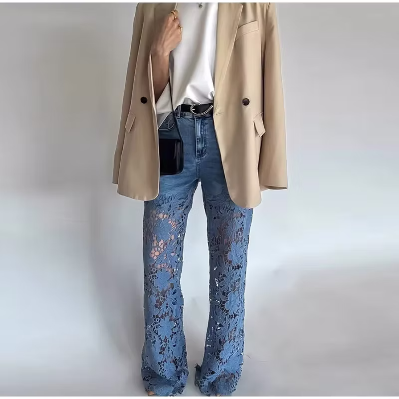 Y2K Crochet Wide-Leg Jeans