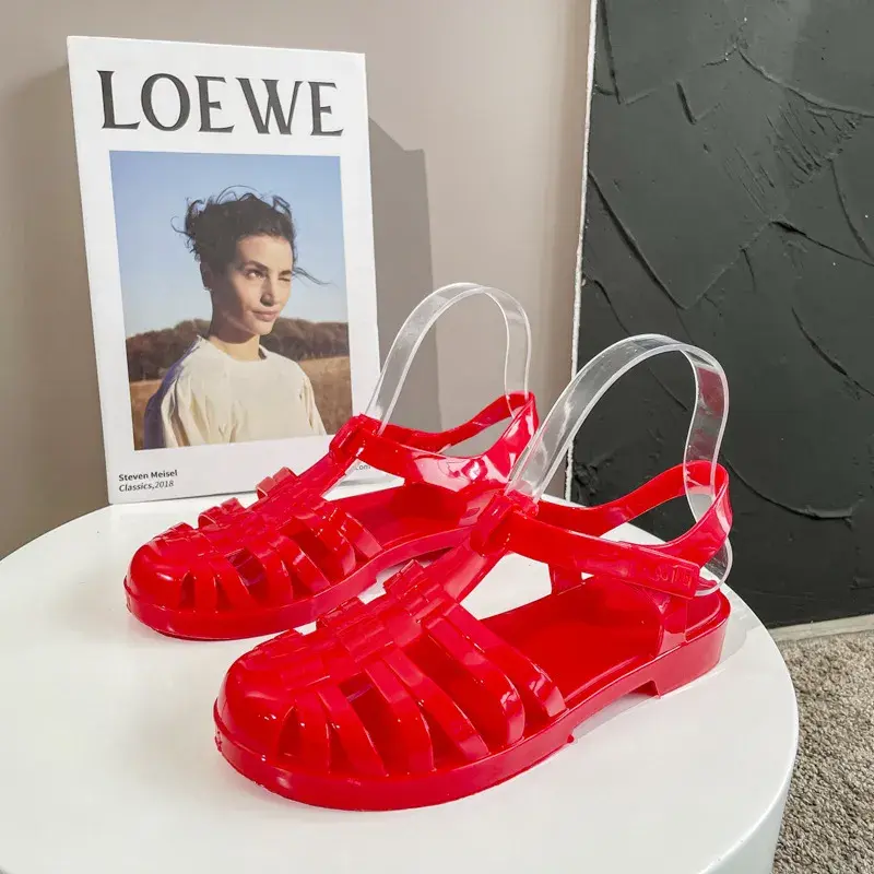 Thumbnail: Retro Crystal Jelly Flat Sandals