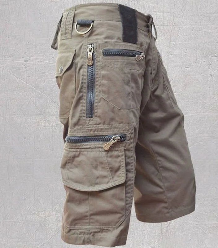 Cotton Military Cargo Shorts - Stay comfortable and stylish with these durable cotton shorts, featuring multiple pockets for added convenience