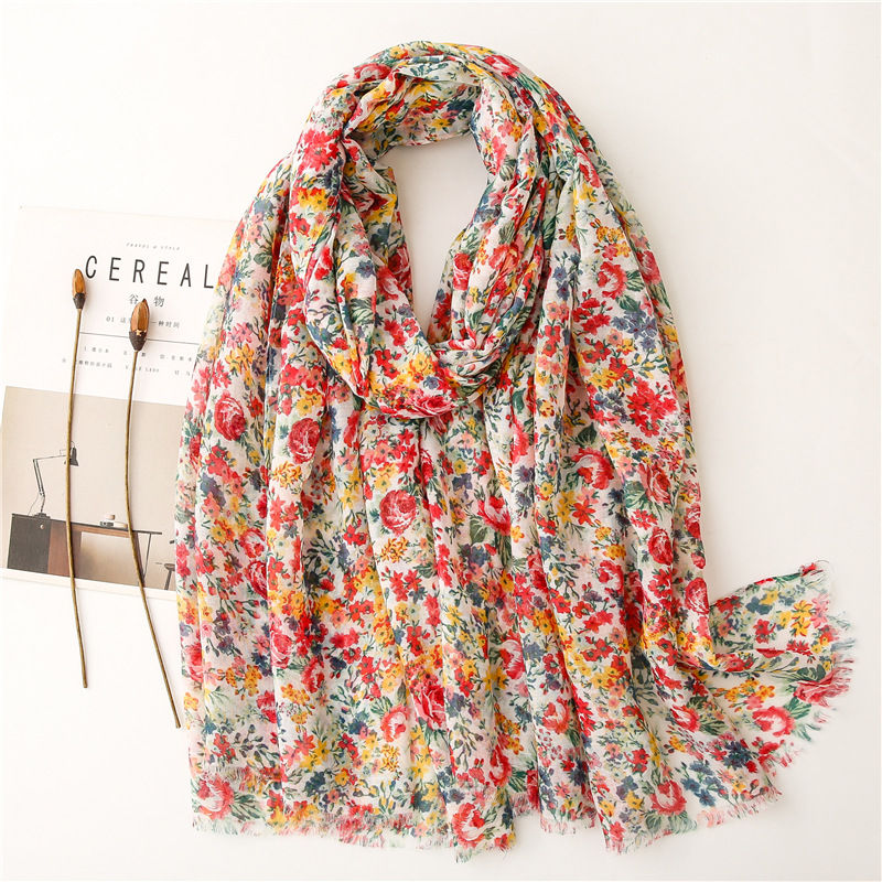 Thumbnail: Floral Cotton Linen Scarf