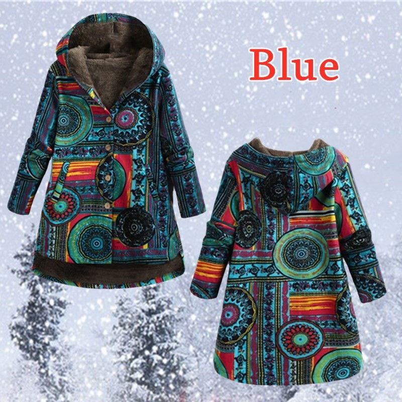 Thumbnail: Ethnic Floral Print Hooded Cardigan