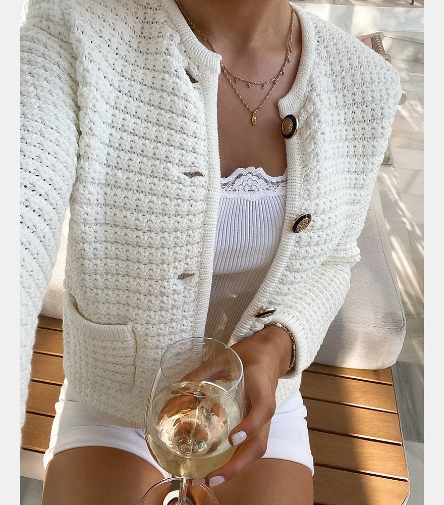 Chic Single-breasted Cotton Sweater for Women Over 50 and 60