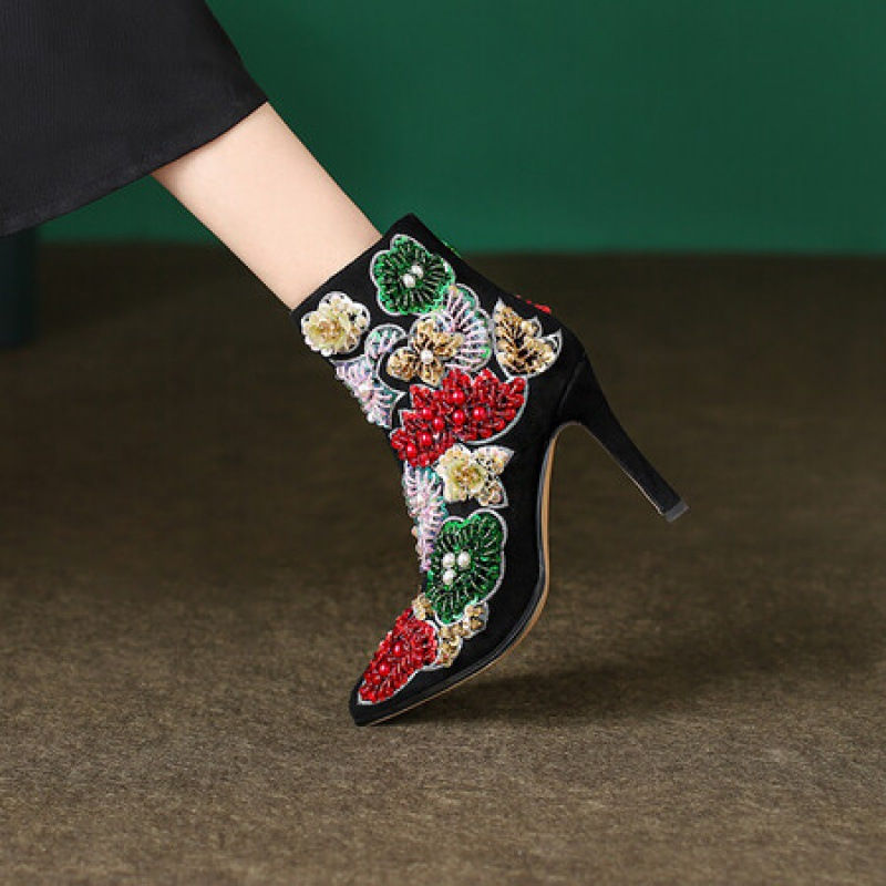 Thumbnail: The Retro Blossom – Ethnic Leather Ankle Boots