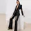 Thumbnail: Elegant Long-Sleeved Diamond Backless Suit Set