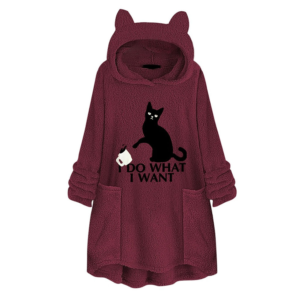 Thumbnail: Cat Print Hooded Pullover