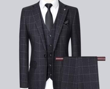 Thumbnail: Slim Plaid Viscose Three-Piece Suit