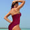 Thumbnail: The Shadow Sophisticate: Meshed Elegance Halter One-piece Swimsuit